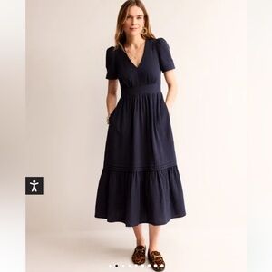 Boden Eve Double Cloth Dress - 2 petite, Navy